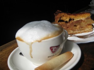 Apple tart and espresso at Cafe Papeneiland, Amsterdam, Luxury Travel Writer Nancy D. Brown