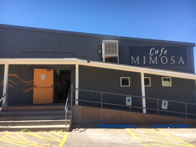 Exterior shot of Cafe Mimosa in Santa Fe