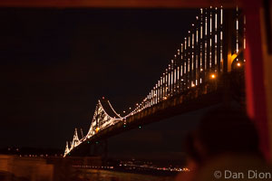 The nightly light show on the Bay Bridge.